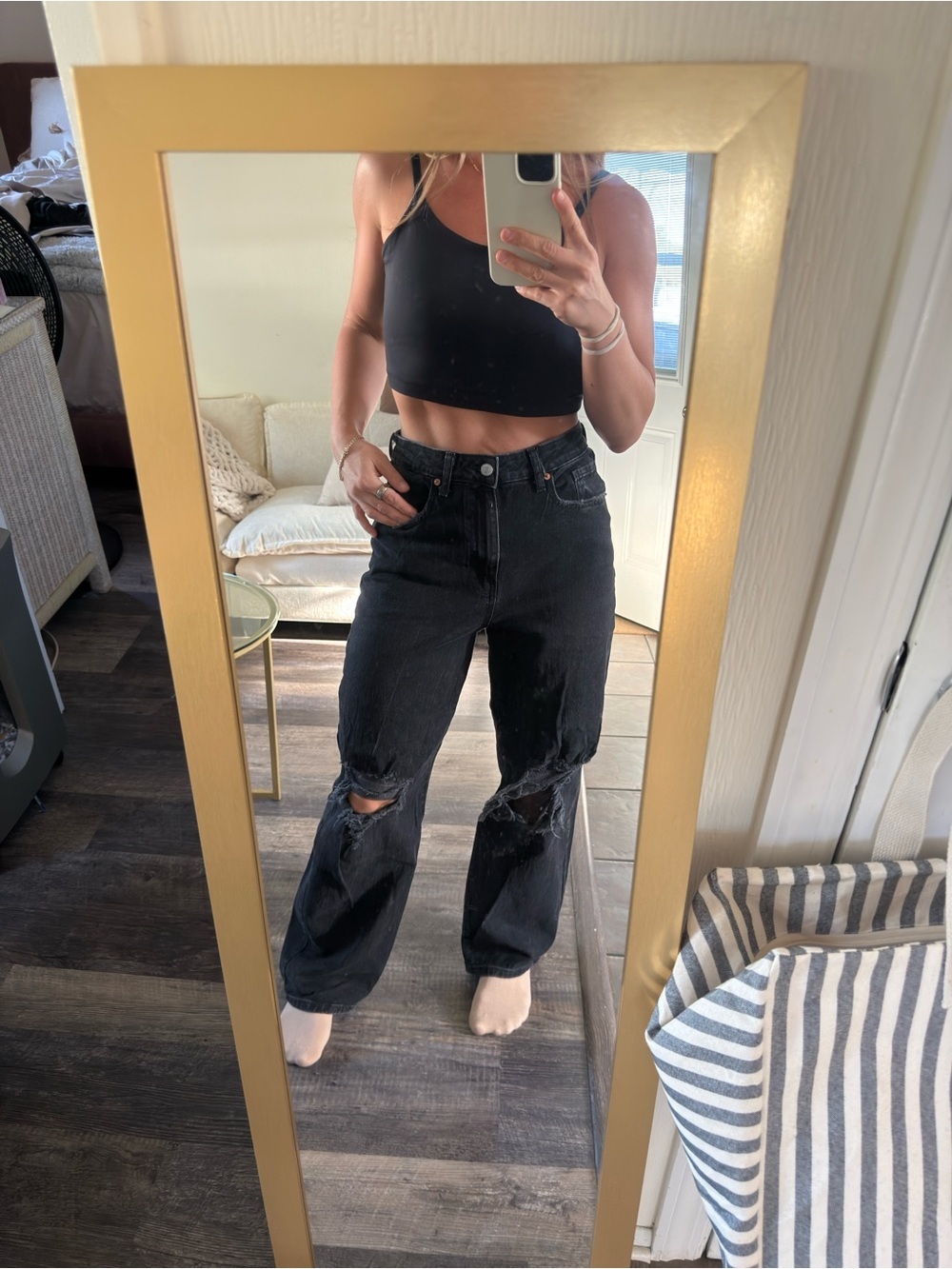 wild fable Black Distressed Boyfriend Jeans